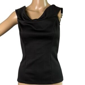 Le Chateau black top, sleeveless,keyhole,boatneck,overlay,office,event.summer,🇨🇦